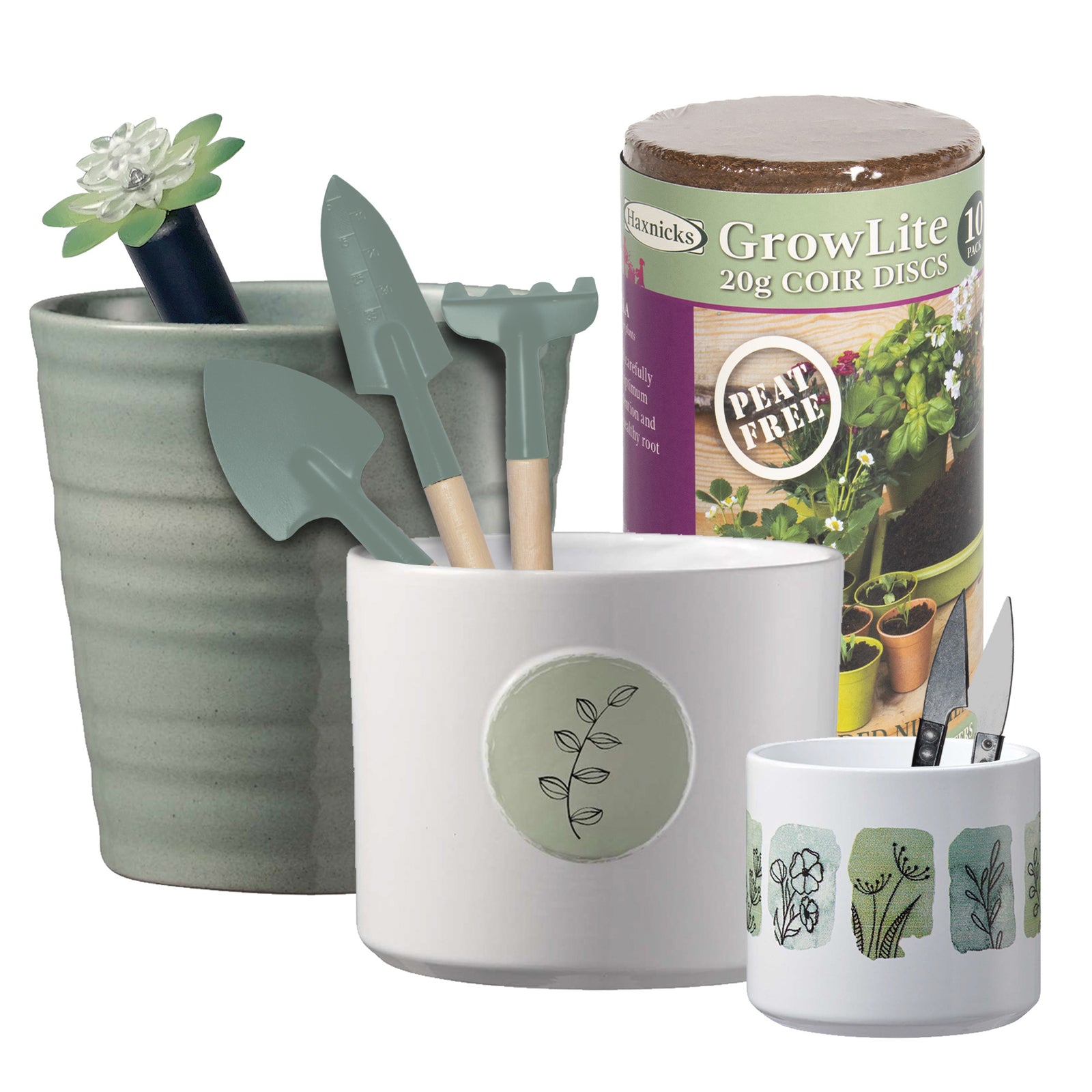 Nature-Inspired Indoor Gardening Kit – 3 Stylish Pots with Tools, Soil Pellets & Plant Alarm