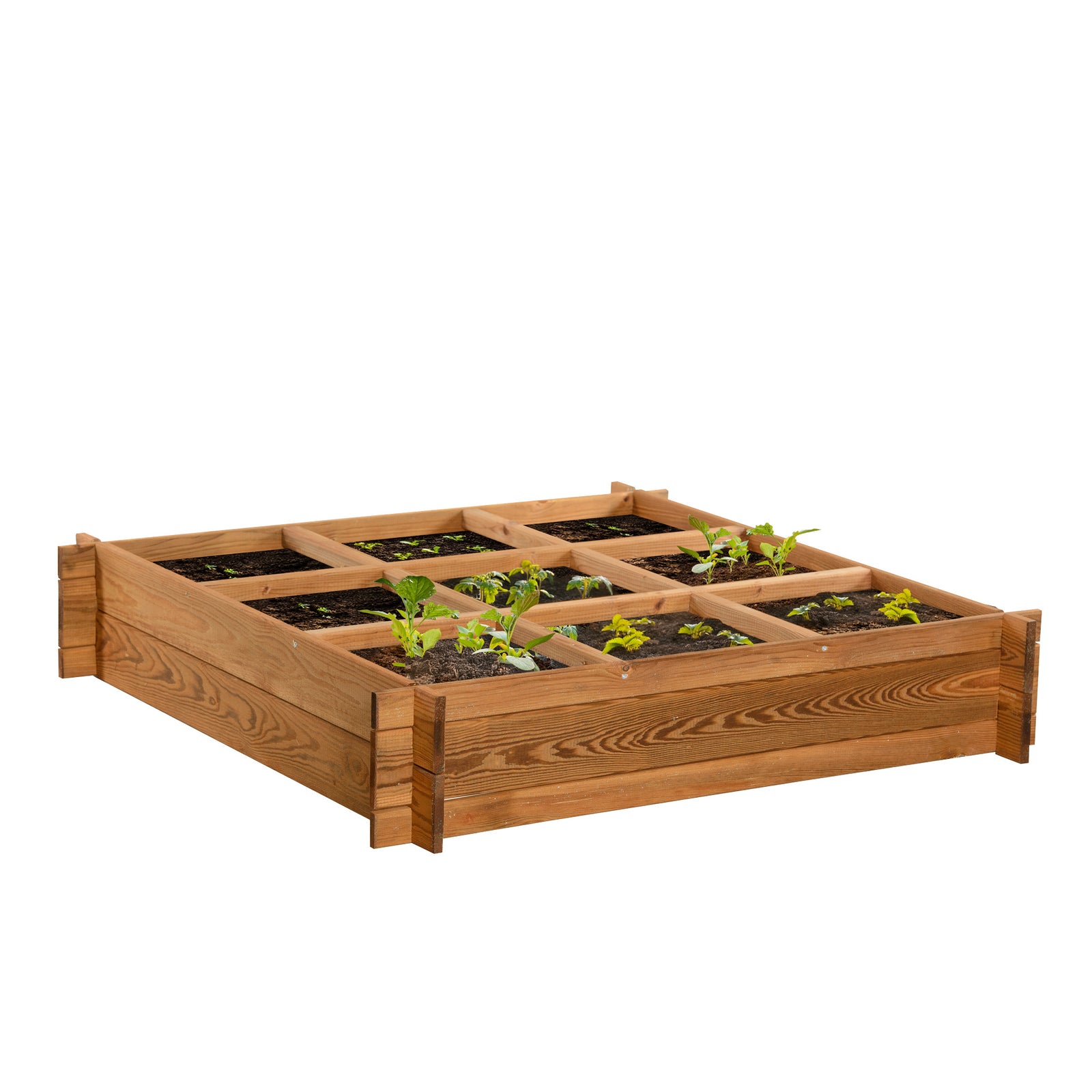 Square On-Ground Wooden Raised Garden Bed, 40"W x 40"L x 8"Deep