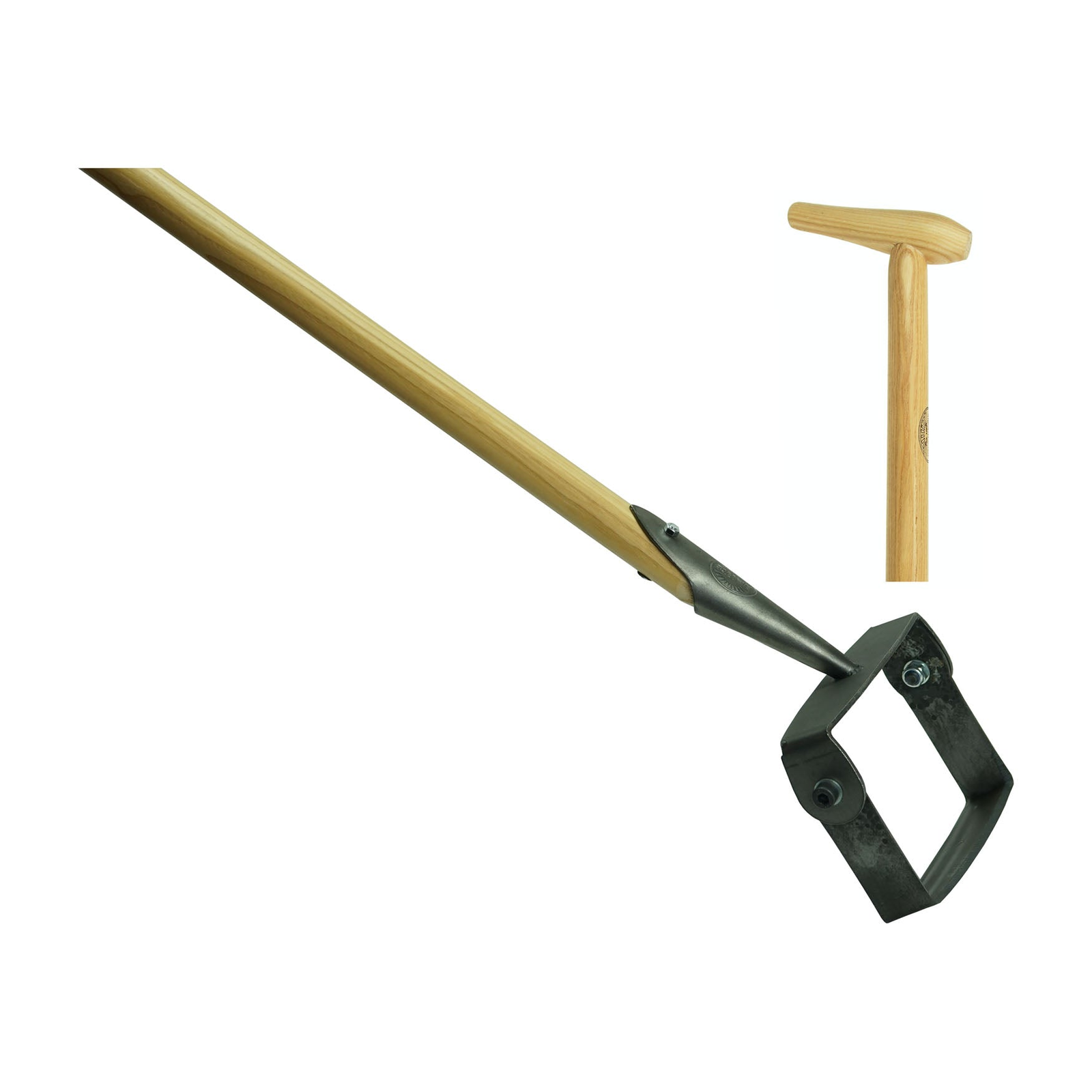 DeWit Oscillating Head P Grip Hoe with boron steel blade and hardwood ash handle.