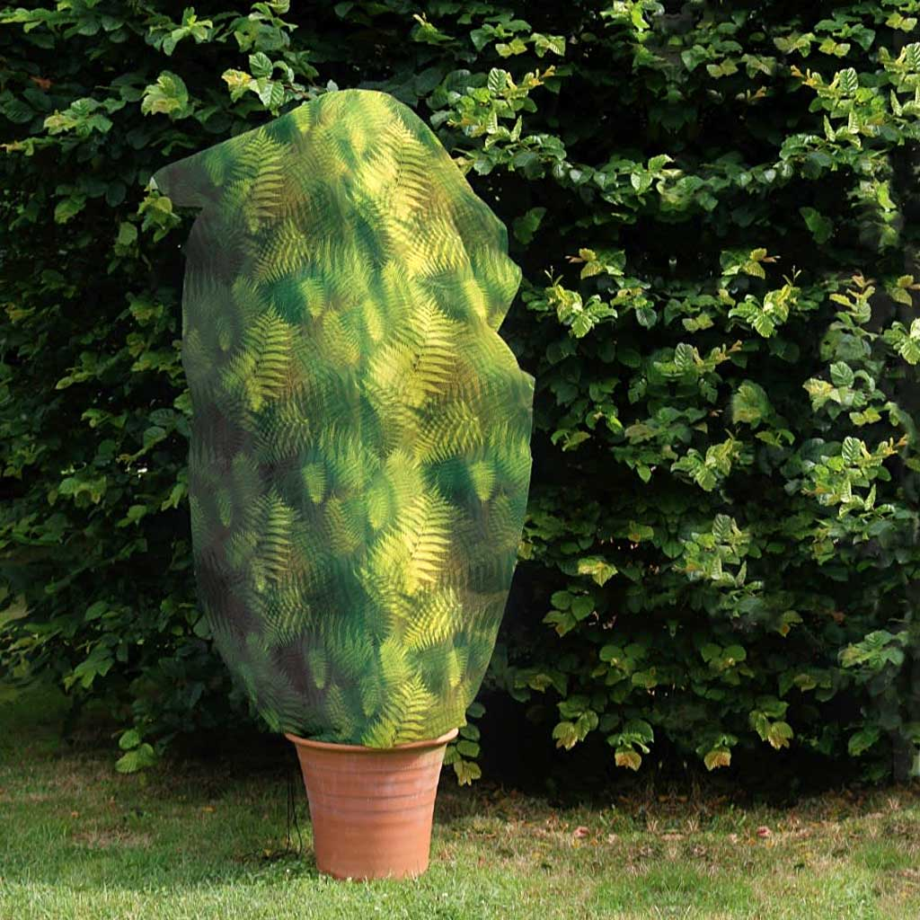 Large Fleece Jacket 2pk protecting plant from frost in garden.