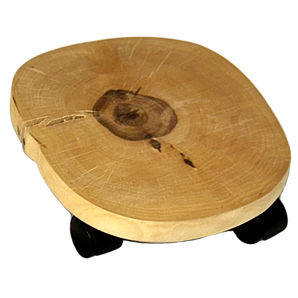 10&quot; Natural Birch Round Wooden Plant Caddy