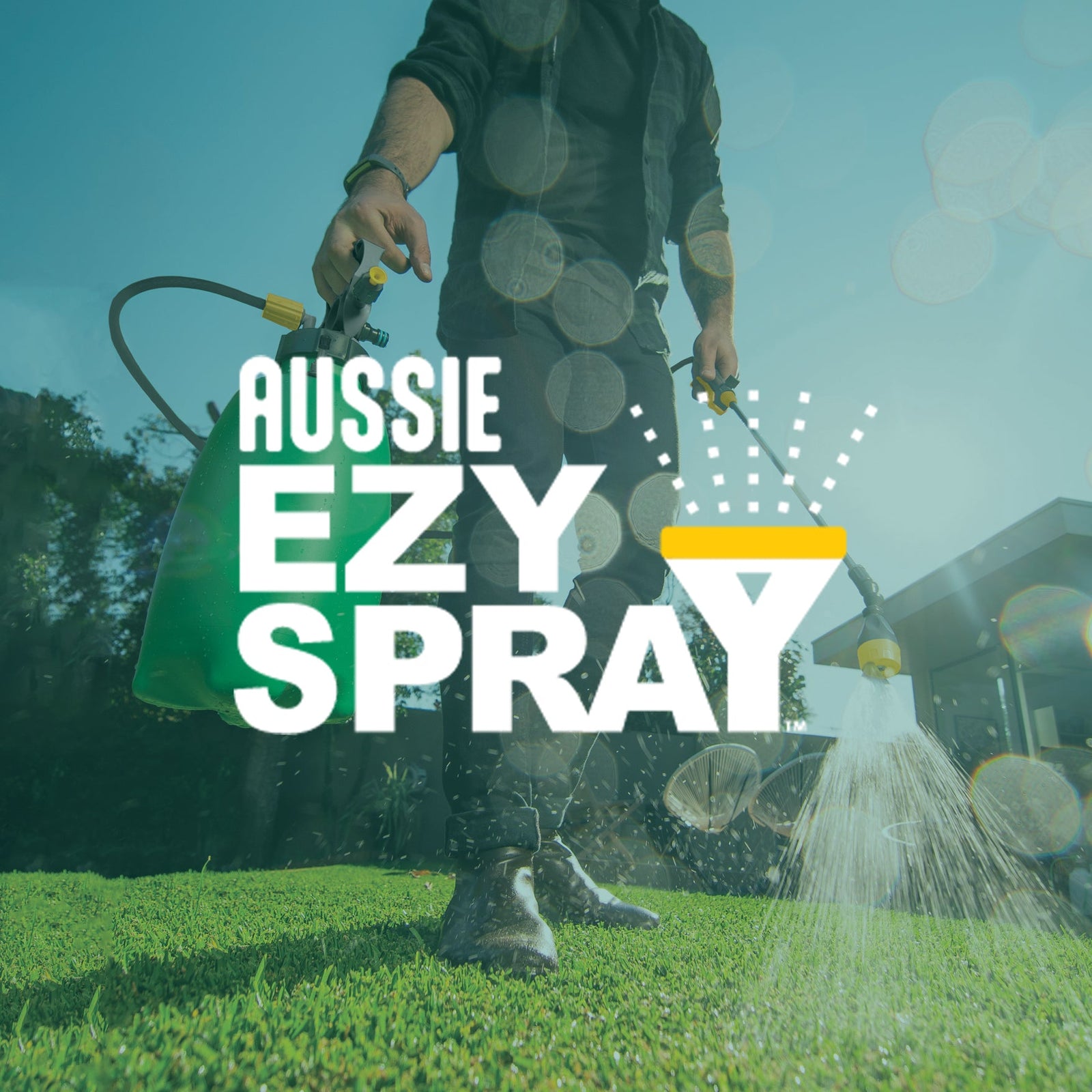 Man using Aussie EzySpray Handheld Garden Sprayer