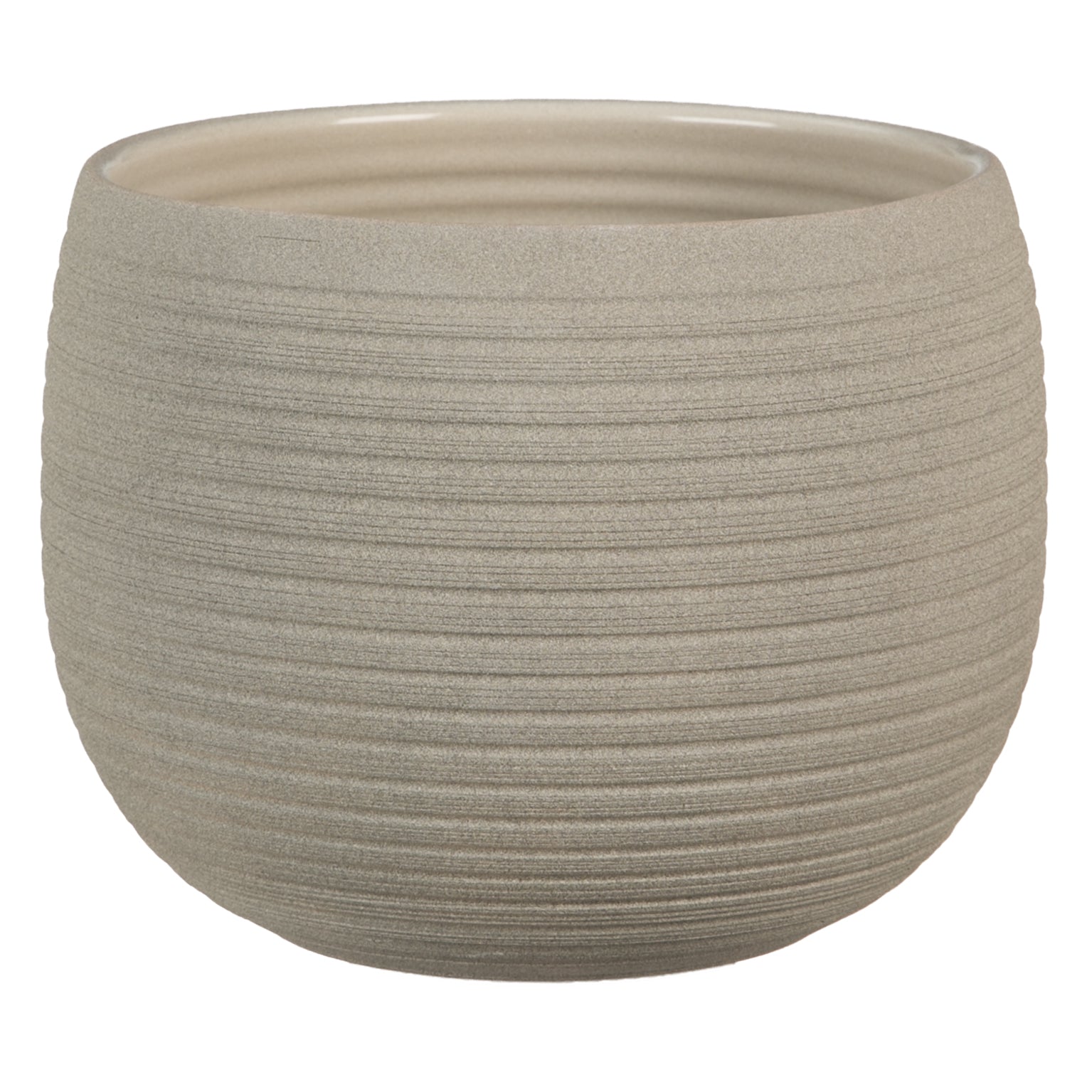 9.25" Taupe Stone Ceramic Linara Pot, modern elegant planter.