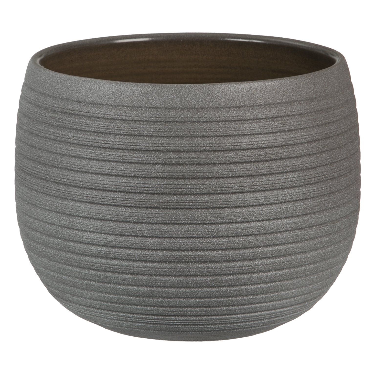 9.25" Umber Stone Ceramic Linara Pot with textured finish