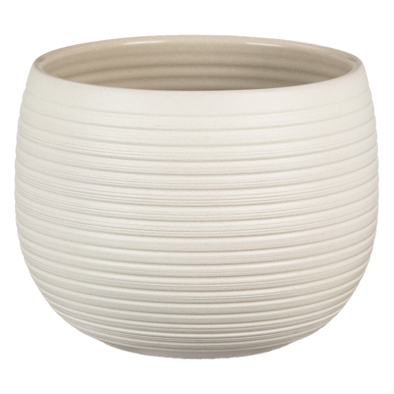 9.25" Cream Stone Ceramic Linara Pot with textured finish.
