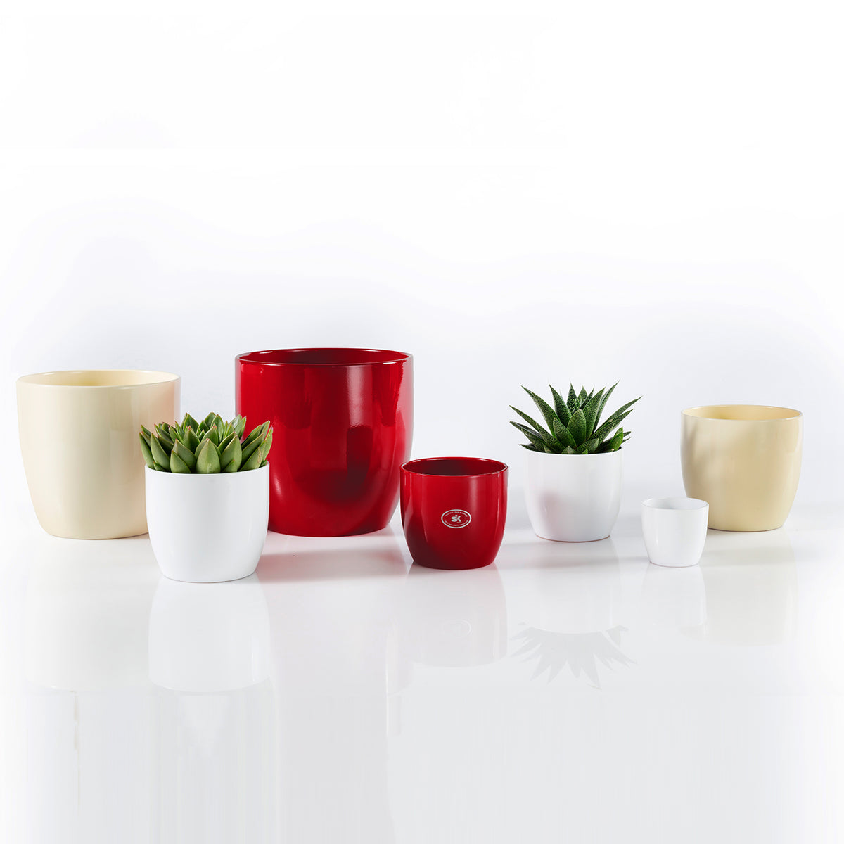 3.1" Red Ceramic Basel Full Color Pot