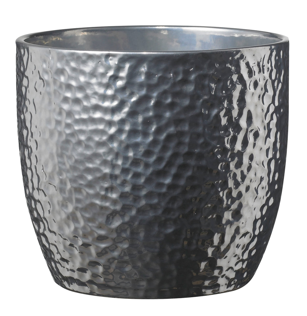 5.5" Shiny Silver Ceramic Boston Metallic Pot