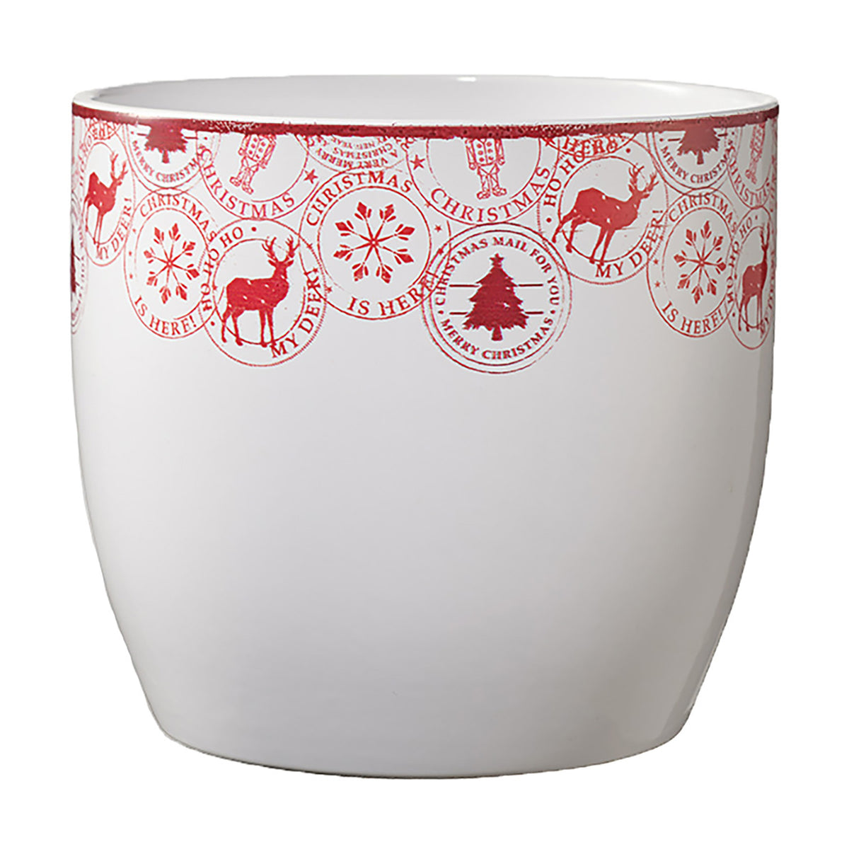 5.5" Red Edging Ceramic Basel Christmas Pot