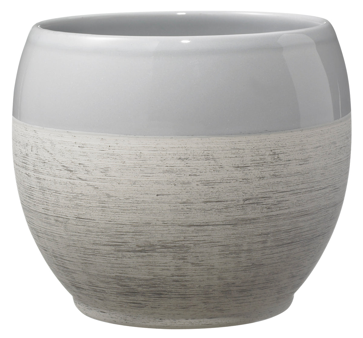 5.9" Shiny Wood Optics Gray Ceramic Alberta Fashion Pot