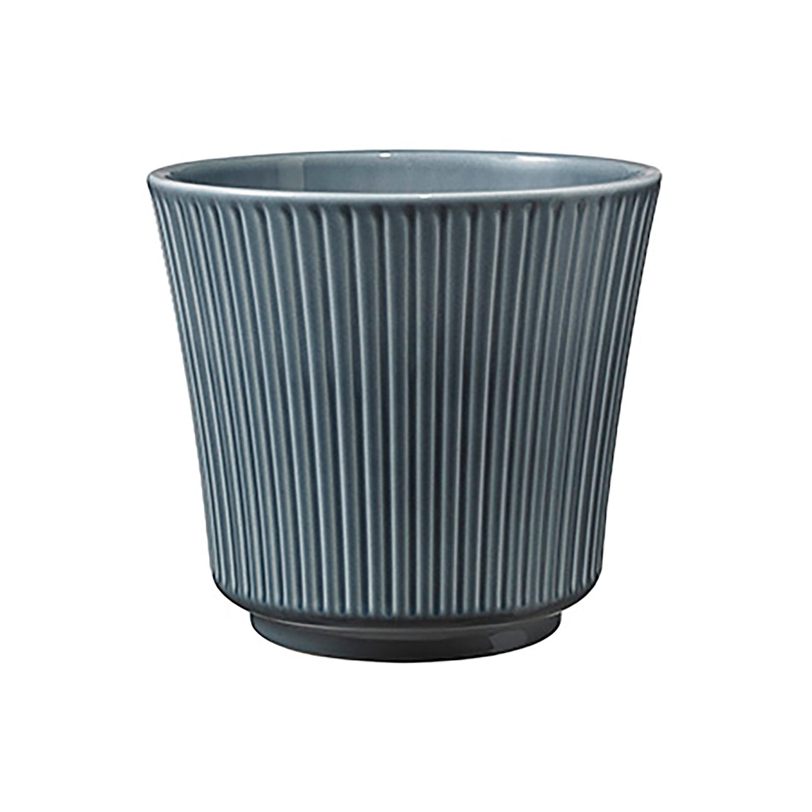 6.3" blue-gray ceramic Delphi pot, waterproof, no drainage holes.