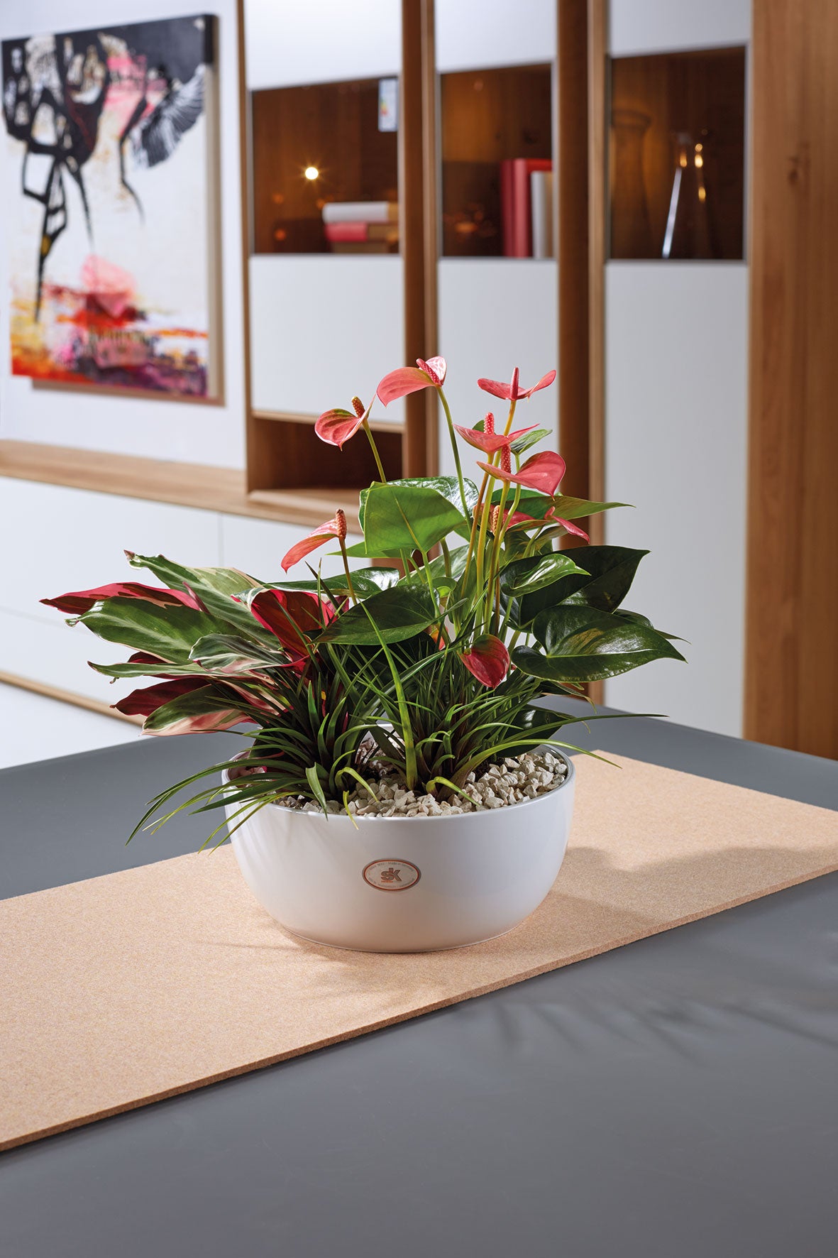 7.9" Shiny White Ceramic Basel Full Color Pot