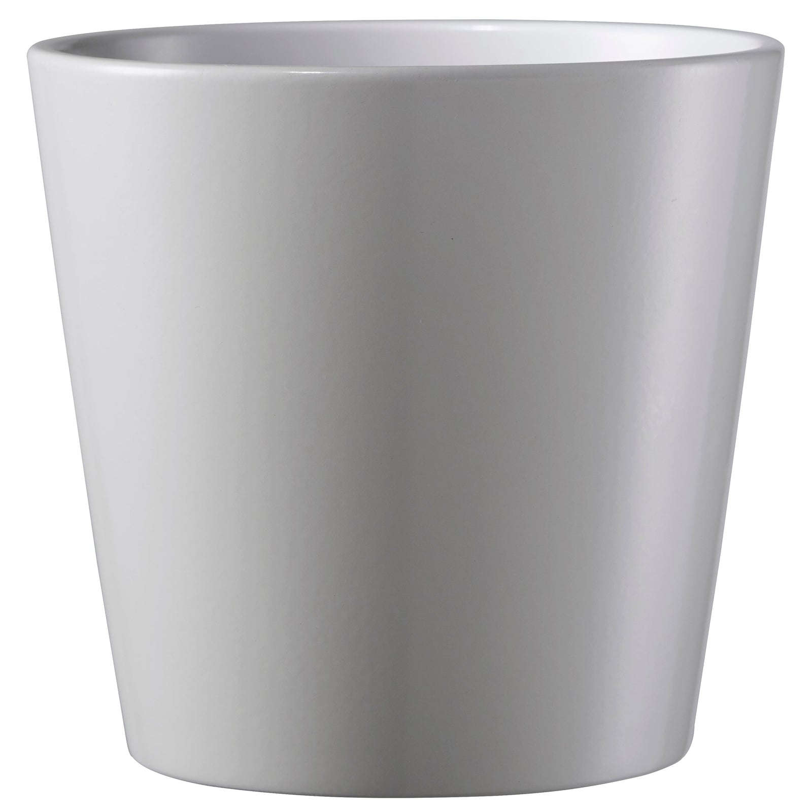 11" soft gray matte ceramic pot, waterproof, made in Germany.