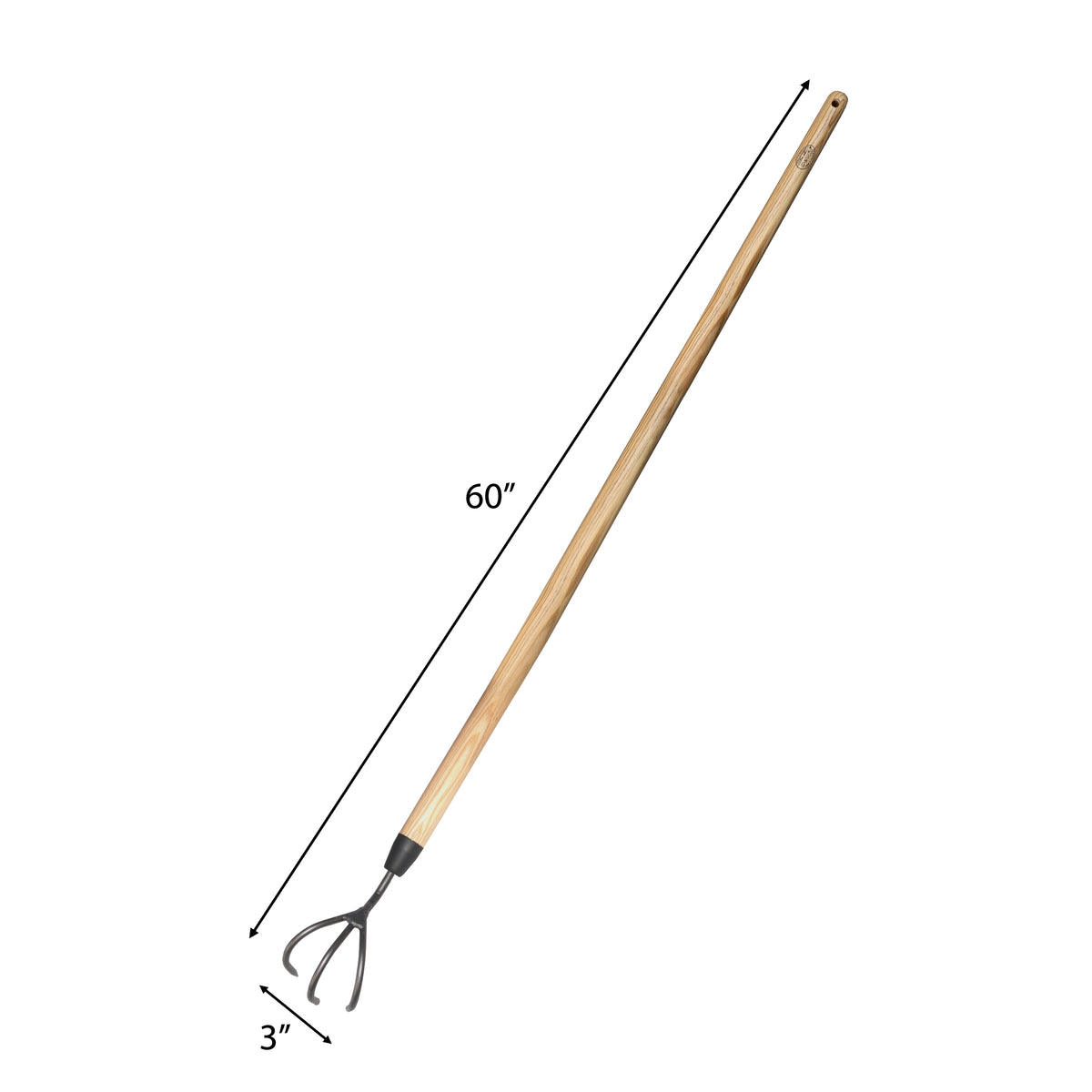 DeWit Long Handle 3-Tine Cultivator, Head: 3"L x 3"W Total: 60"L