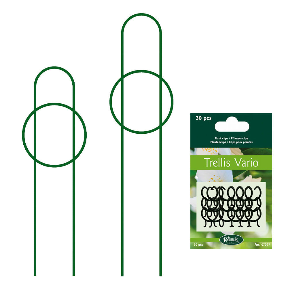 Small & Medium Pot Trellis Deco Set with plant clips for climbing plants, durable galvanized steel, and weather-resistant.