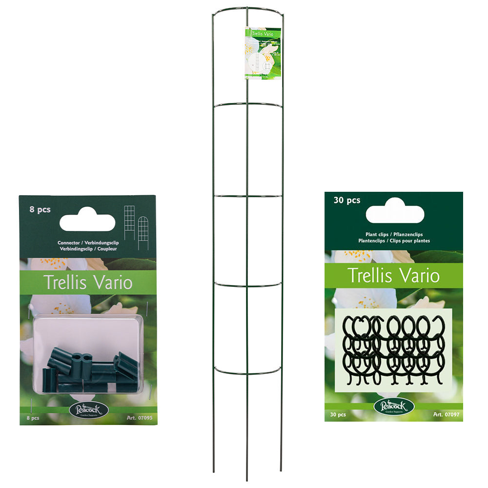 Trellis Vario 1/2 Circle Kit for climbing plants with connectors and plant clips.