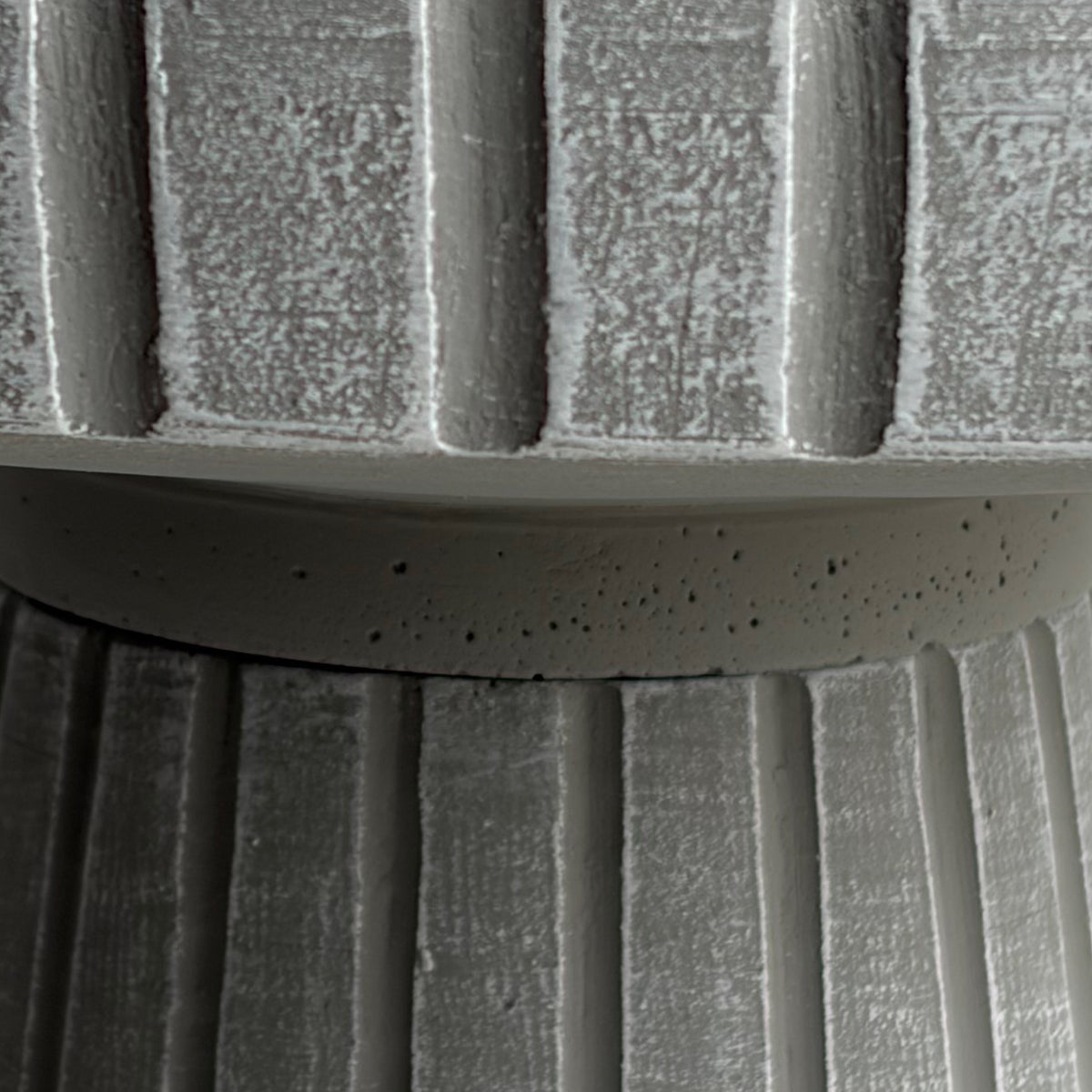 19" Modern Ribbed Concrete Gray Fiber Clay Birdbath
