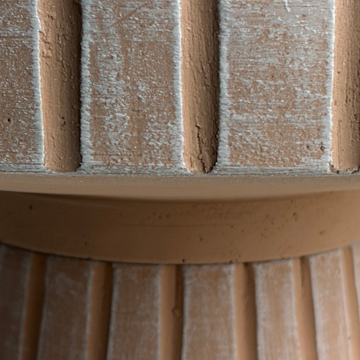 19" Modern Ribbed Natural Taupe Fiber Clay Birdbath