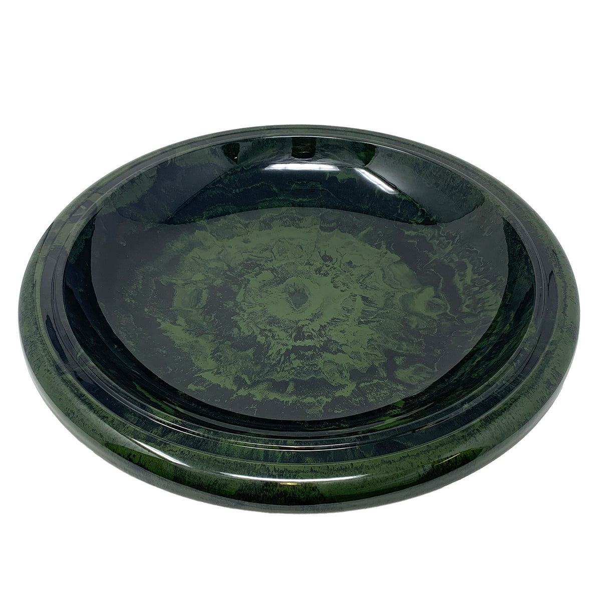 Hunter Green Fiber Clay 19" Dia Birdbath Top with 25"H Black Metal Stand