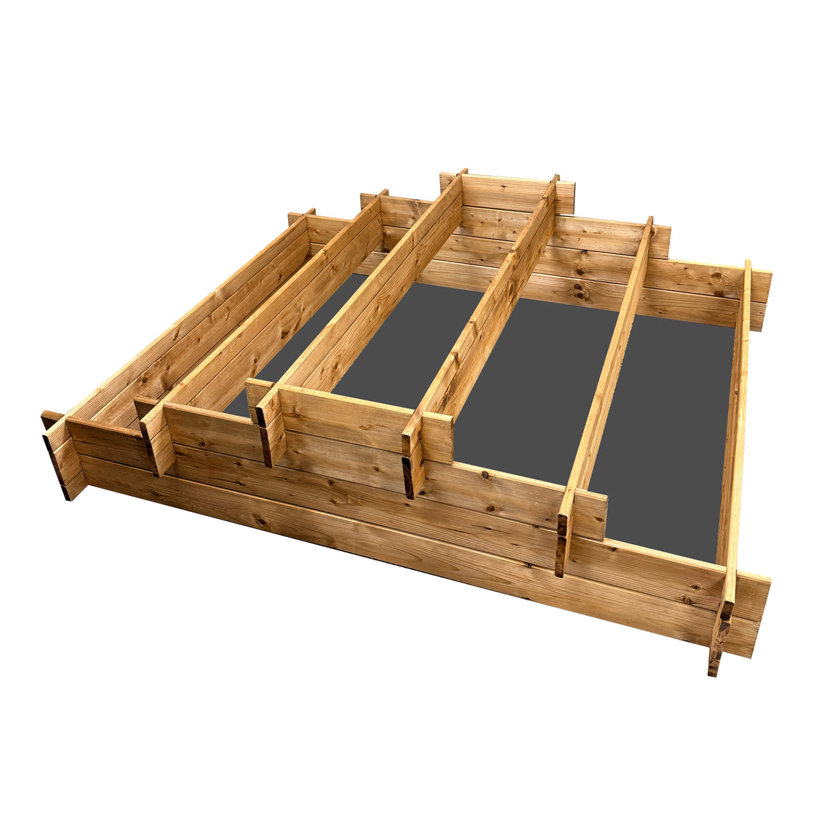 Tiered Five Section Wooden Raised Garden Bed, 55"L x 44.5"W x 14.6"H