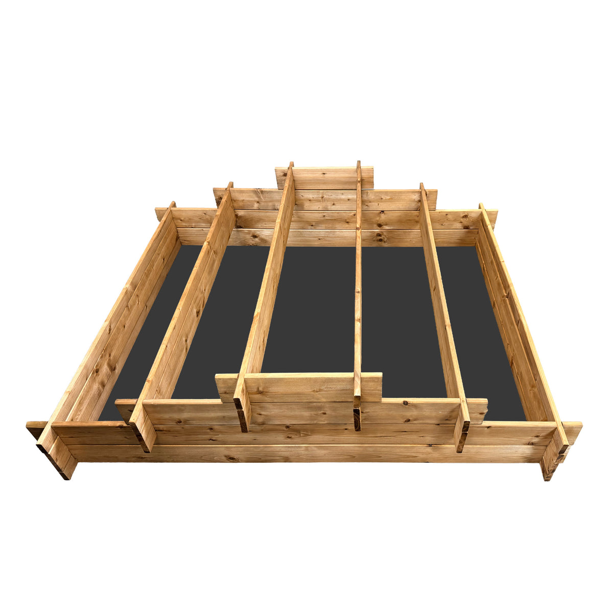 Tiered Five Section Wooden Raised Garden Bed, 55"L x 44.5"W x 14.6"H