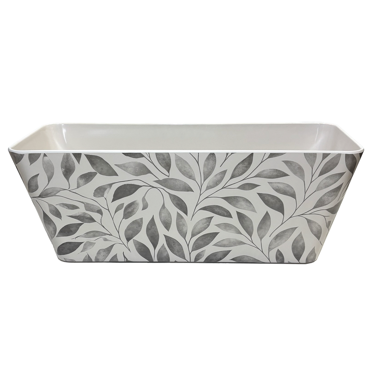 16" Gray Leaves Rectangular Bamboo Self-Watering Indoor/Outdoor Planter