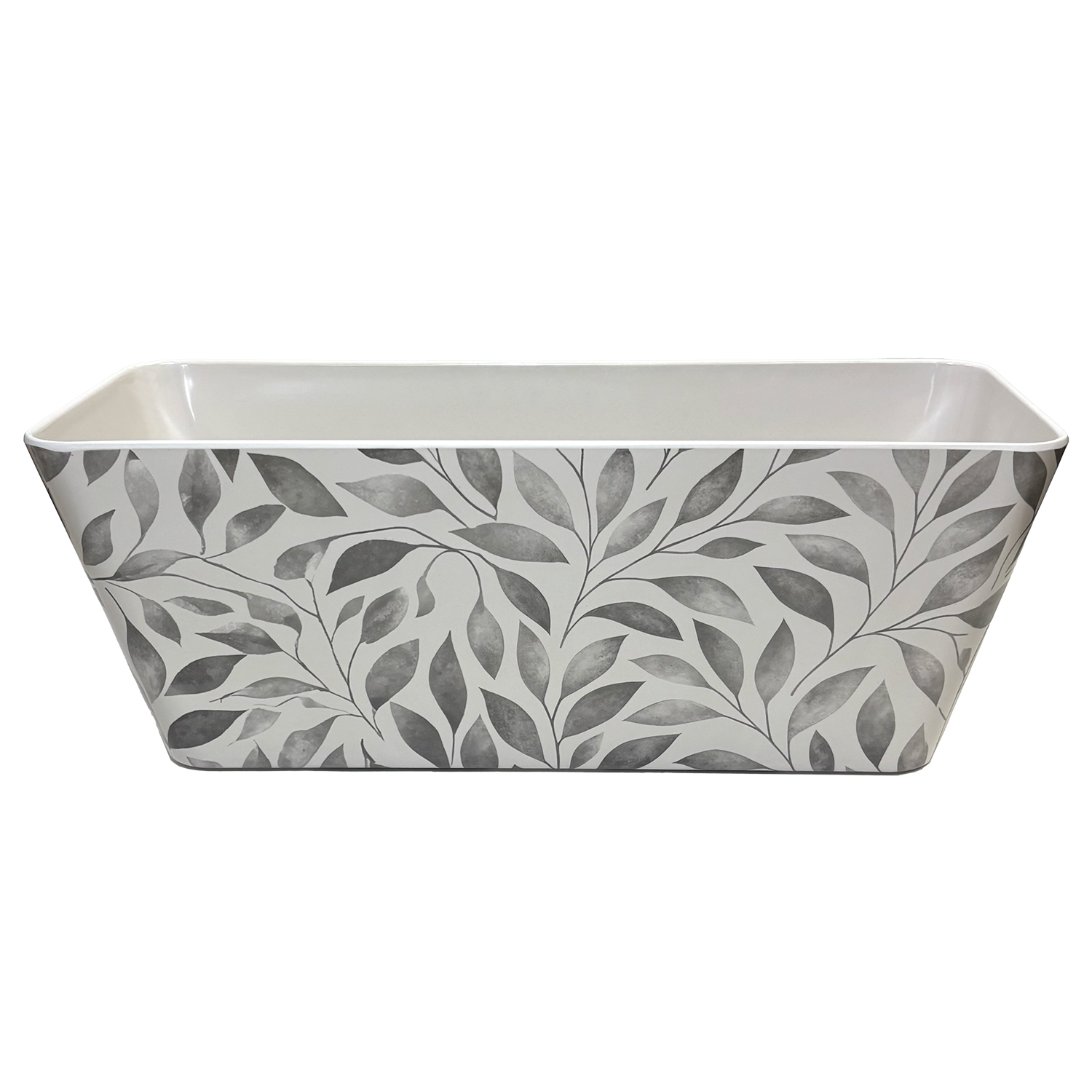decorative rectangular planter indoor 16" Gray Leaves Rectangular Self-Watering Bamboo Planter