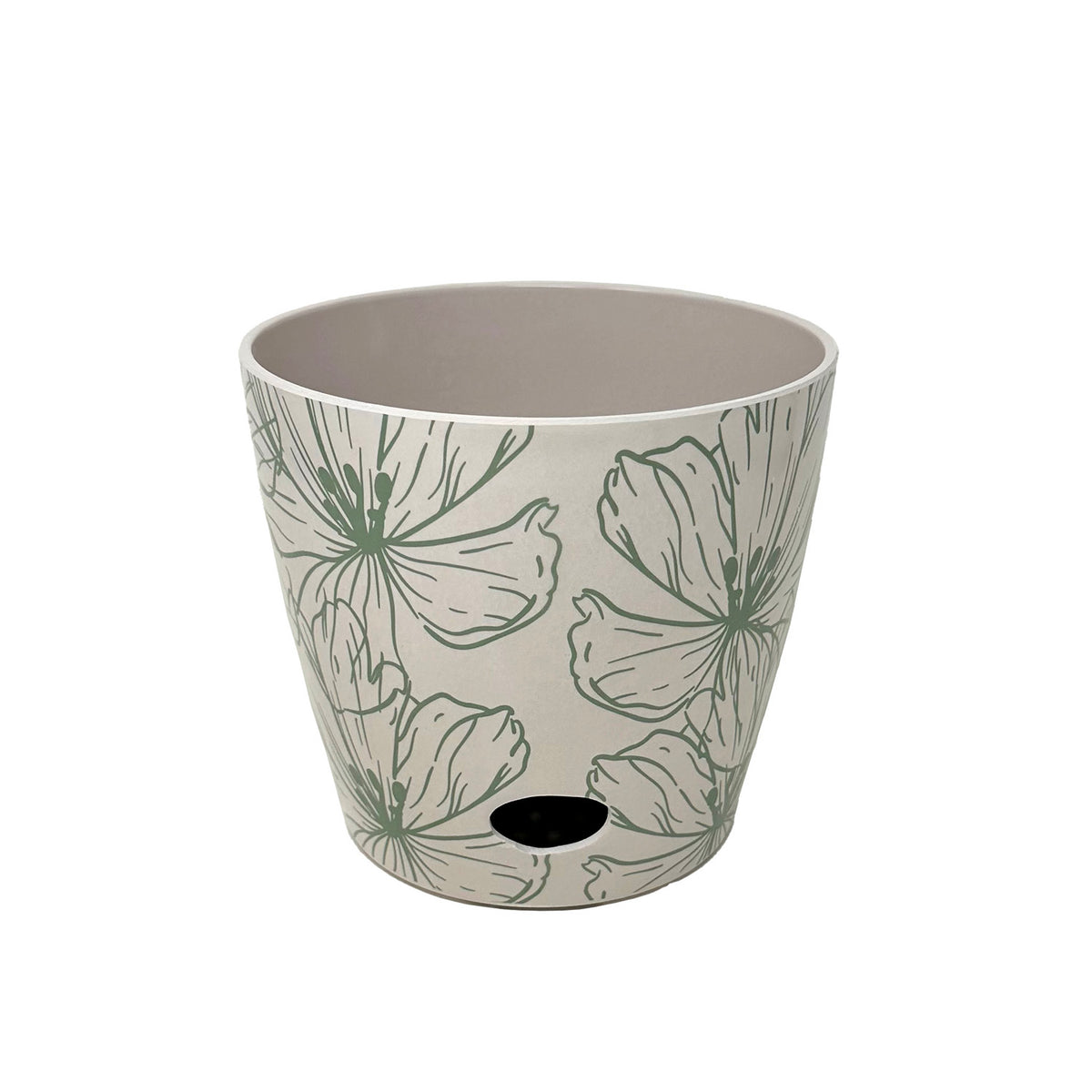 Self-Watering Plant Pot Set of 2, 5" Green Flower & 7" Sage Green