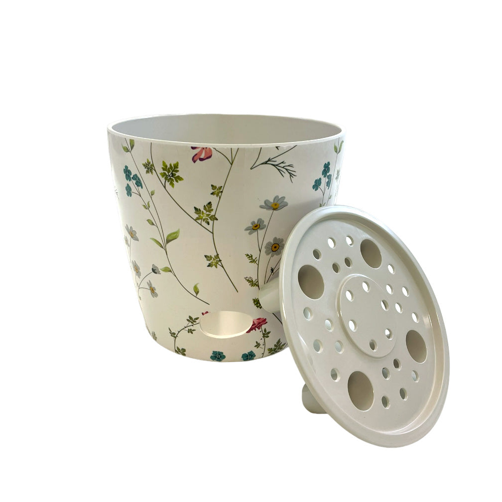 Self-Watering Plant Pot Set of 2, 5" Wildflower & 7" Cream