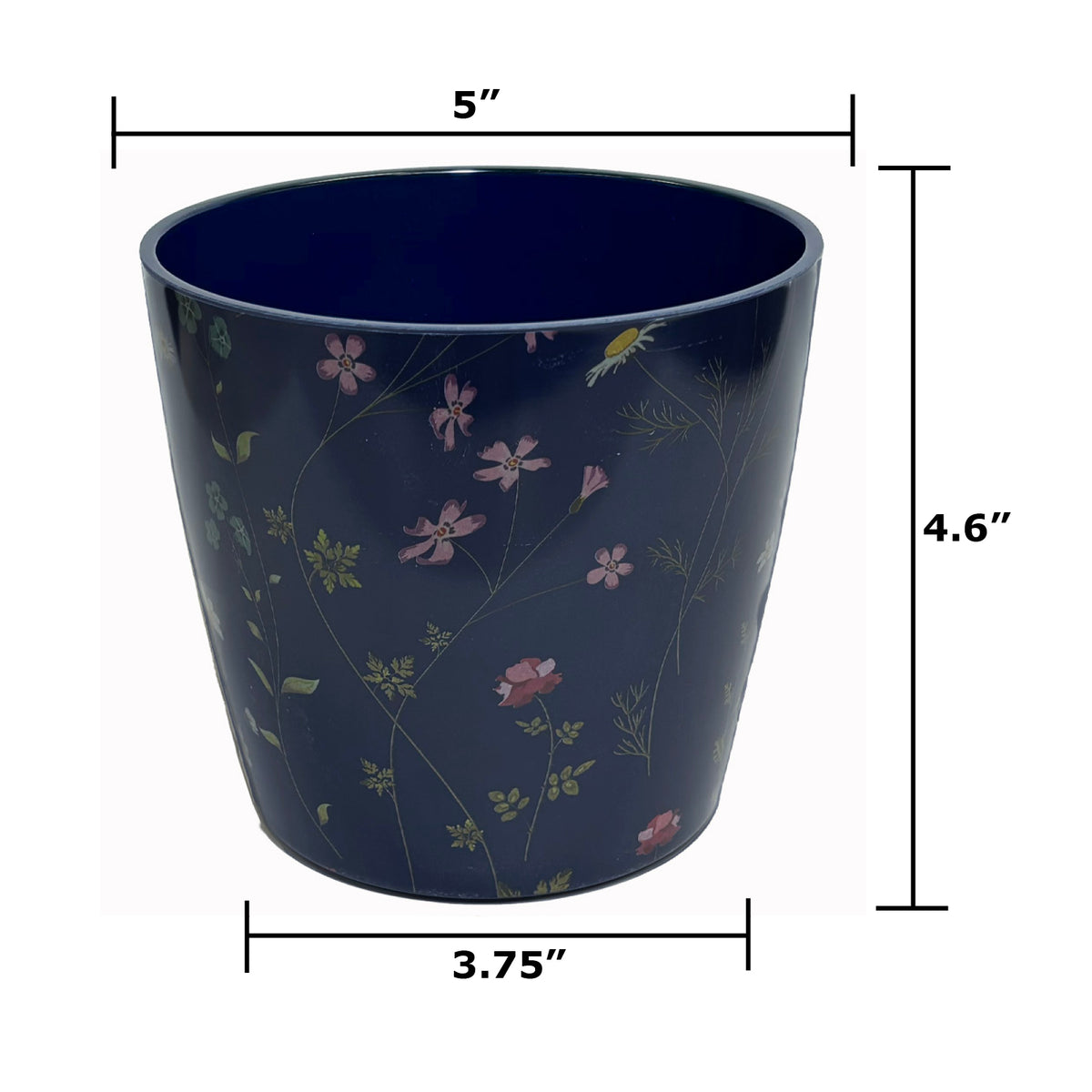 5" Blue Wildflower Round Bamboo Self-Watering Indoor/Outdoor Plant Pot