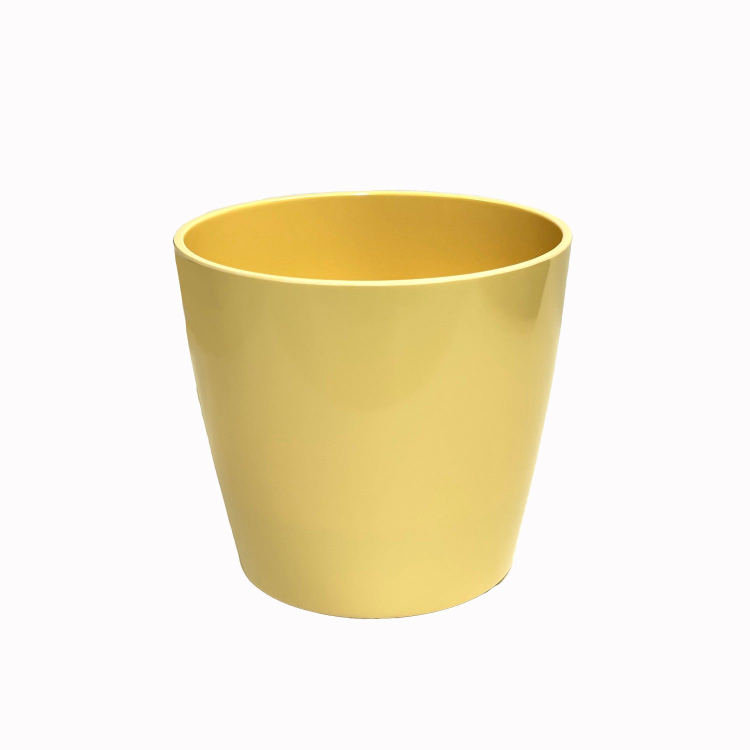 5" Pale Yellow Round Bamboo Self-Watering Indoor/Outdoor Plant Pot