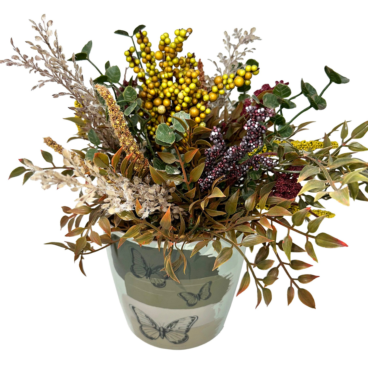 7" bamboo self-watering plant pot with butterfly design, eco-friendly and biodegradable.