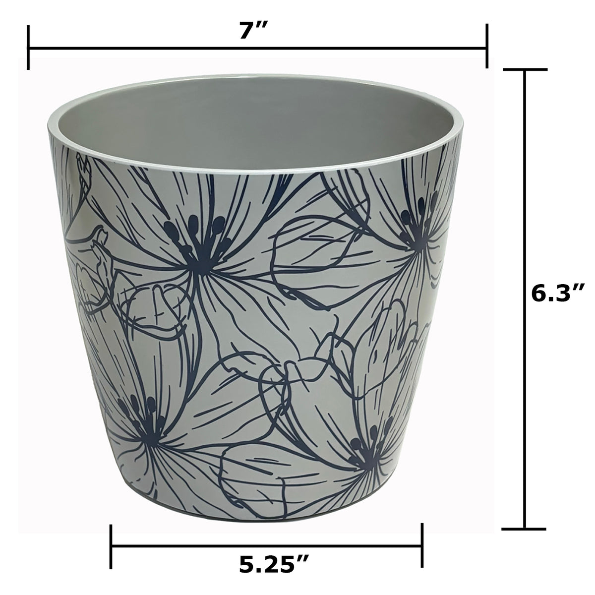 7" Indigo Flower Round Bamboo Self-Watering Indoor/Outdoor Plant Pot