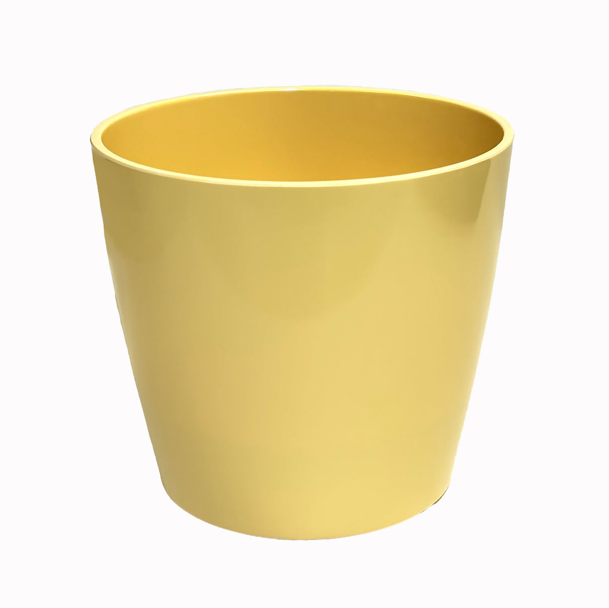 7" Pale Yellow Round Bamboo Self-Watering Indoor/Outdoor Plant Pot