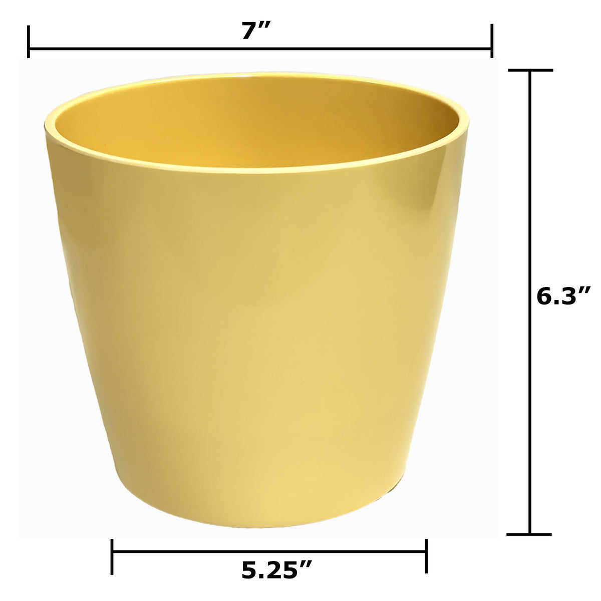 7" Pale Yellow Round Bamboo Self-Watering Indoor/Outdoor Plant Pot