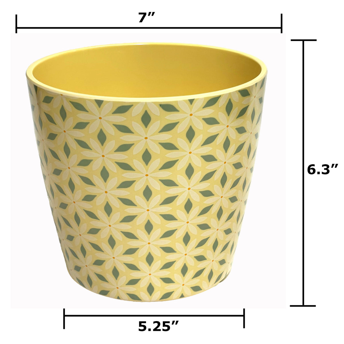7" Mosaic Round Bamboo Self-Watering Indoor/Outdoor Plant Pot