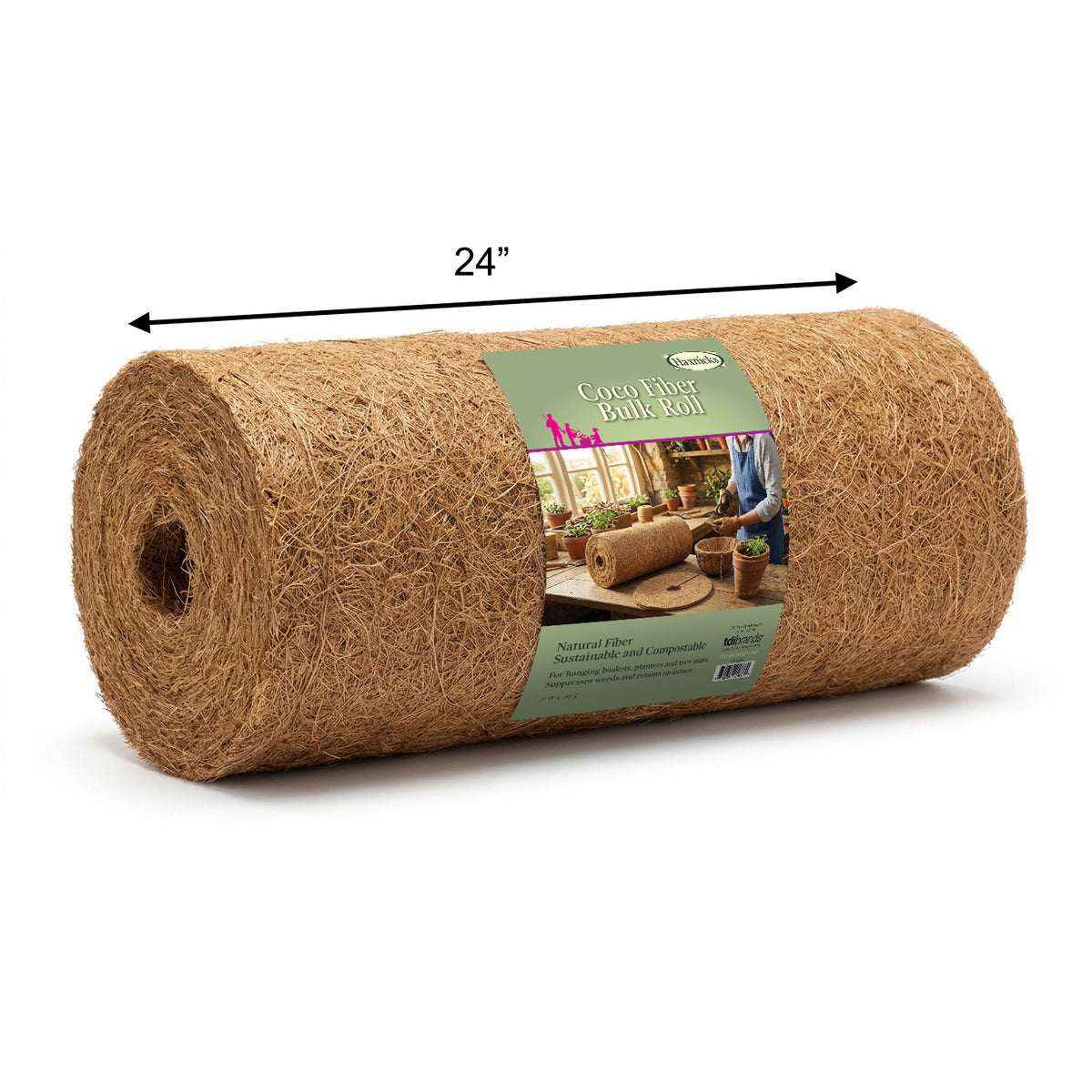 Haxnicks 2' x 30' Natural Coco Fiber Roll – Bulk Planter & Hanging Basket Liner