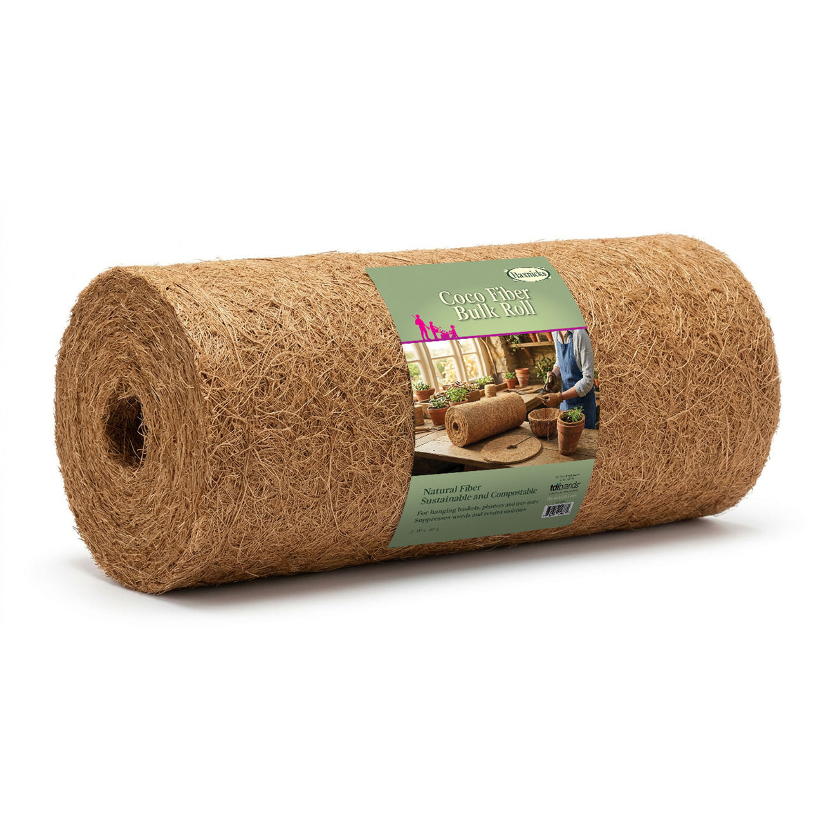 Haxnicks 2' x 30' Natural Coco Fiber Roll – Bulk Planter & Hanging Basket Liner