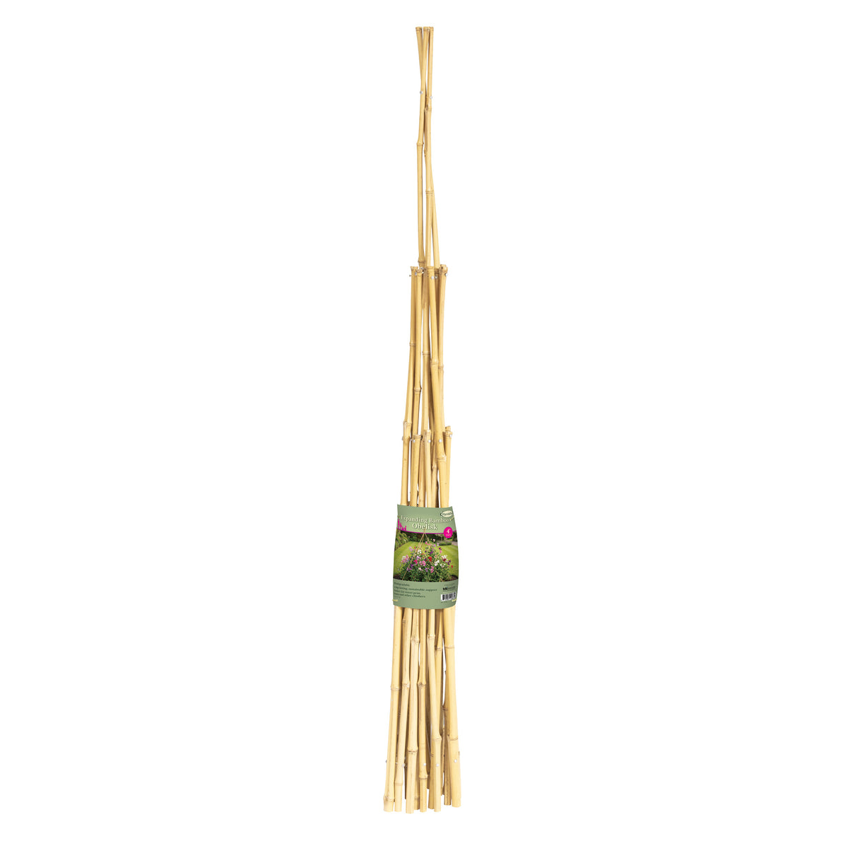 Haxnicks 4' Bamboo Expanding Obelisk – Natural Climbing Plant Support