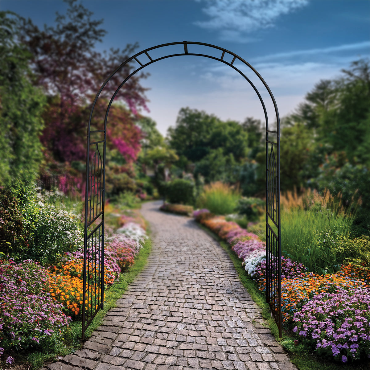 Garden Gateway Arch – Powder-Coated Steel Arbor for Vines, Roses & Weddings