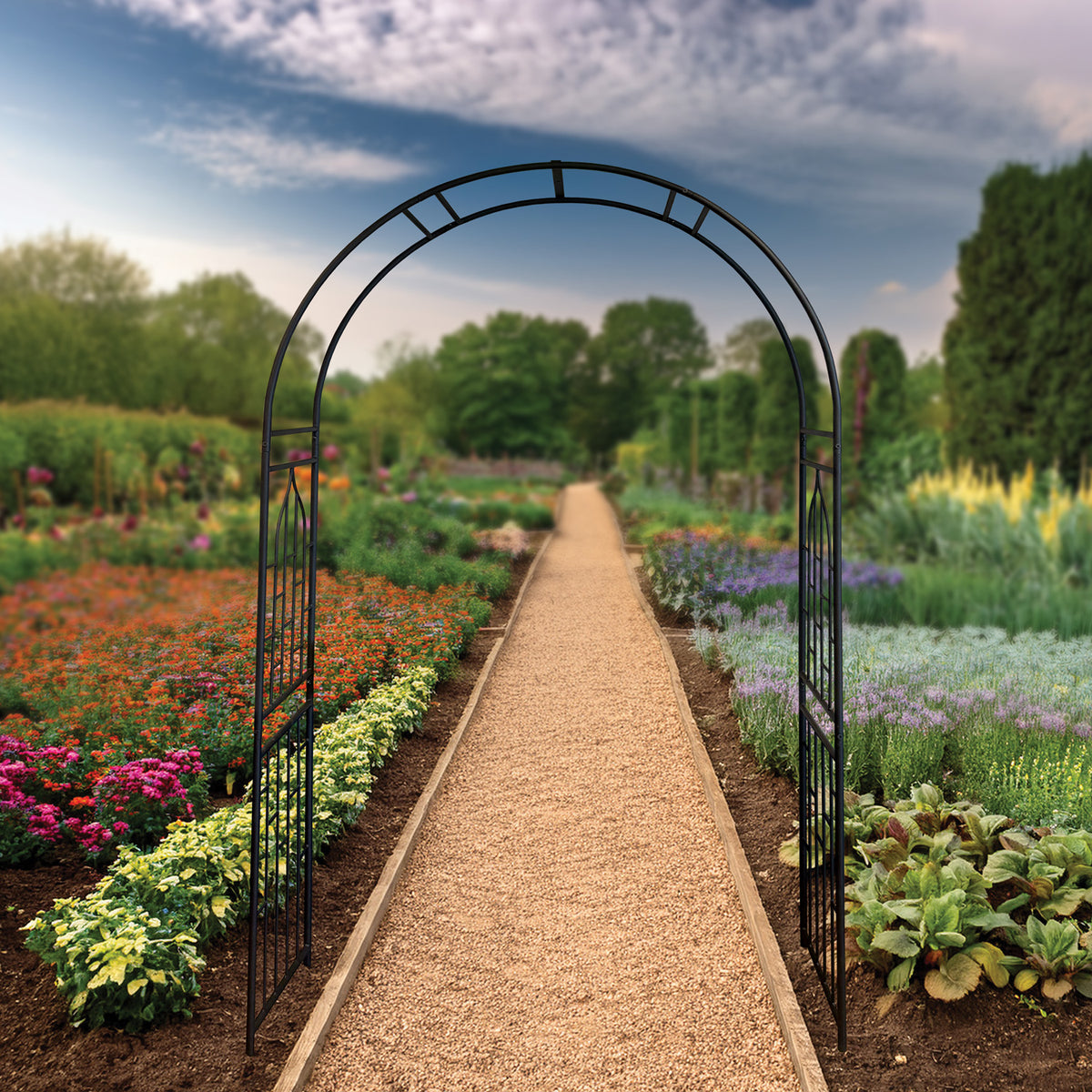 Garden Gateway Arch – Powder-Coated Steel Arbor for Vines, Roses & Weddings