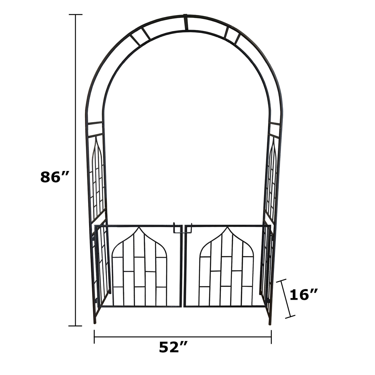 Garden Gateway Arch & Gate – Decorative Black Steel Garden Entrance ...