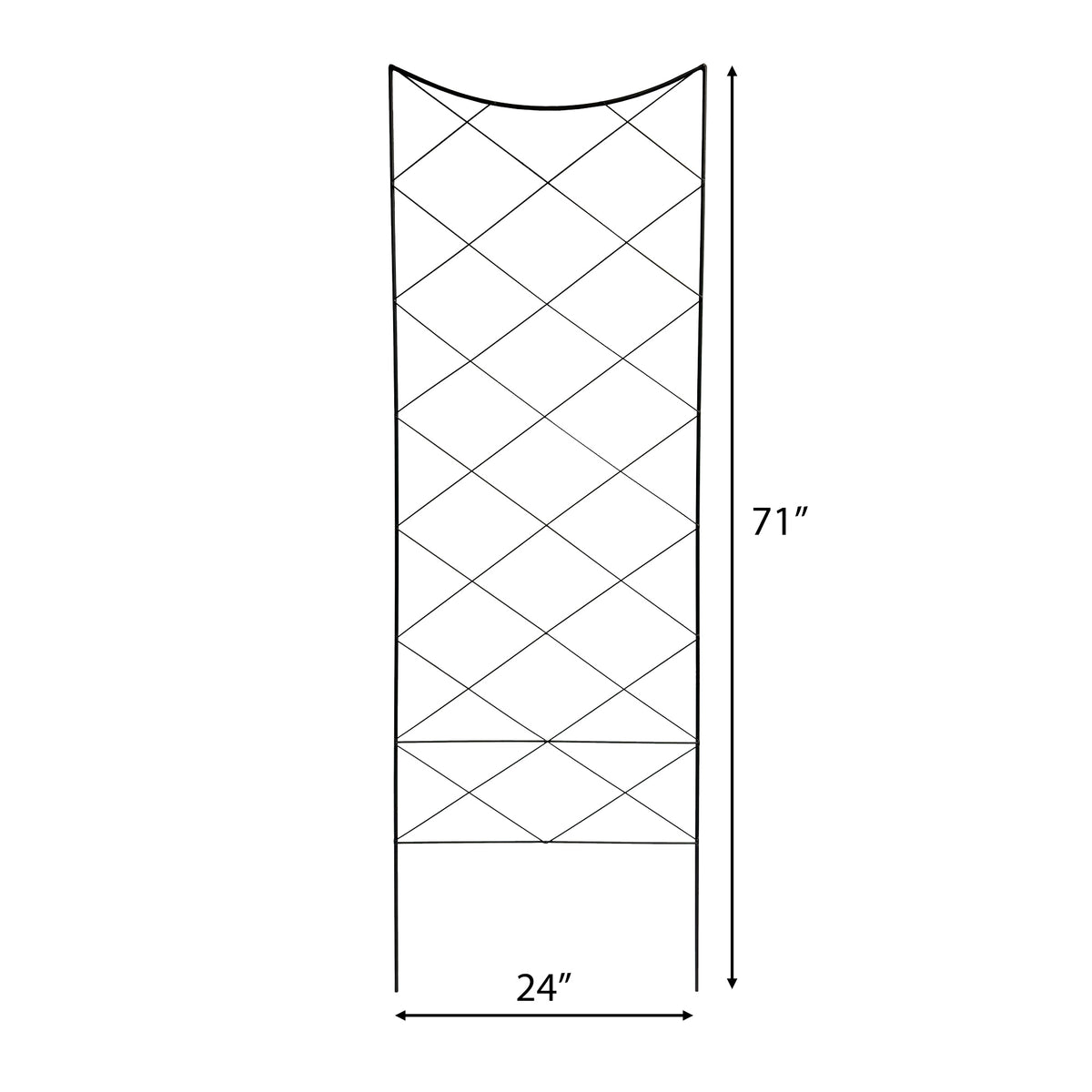 RHS Crescent Screen Trellis – 71" Freestanding Steel Climbing Plant Support