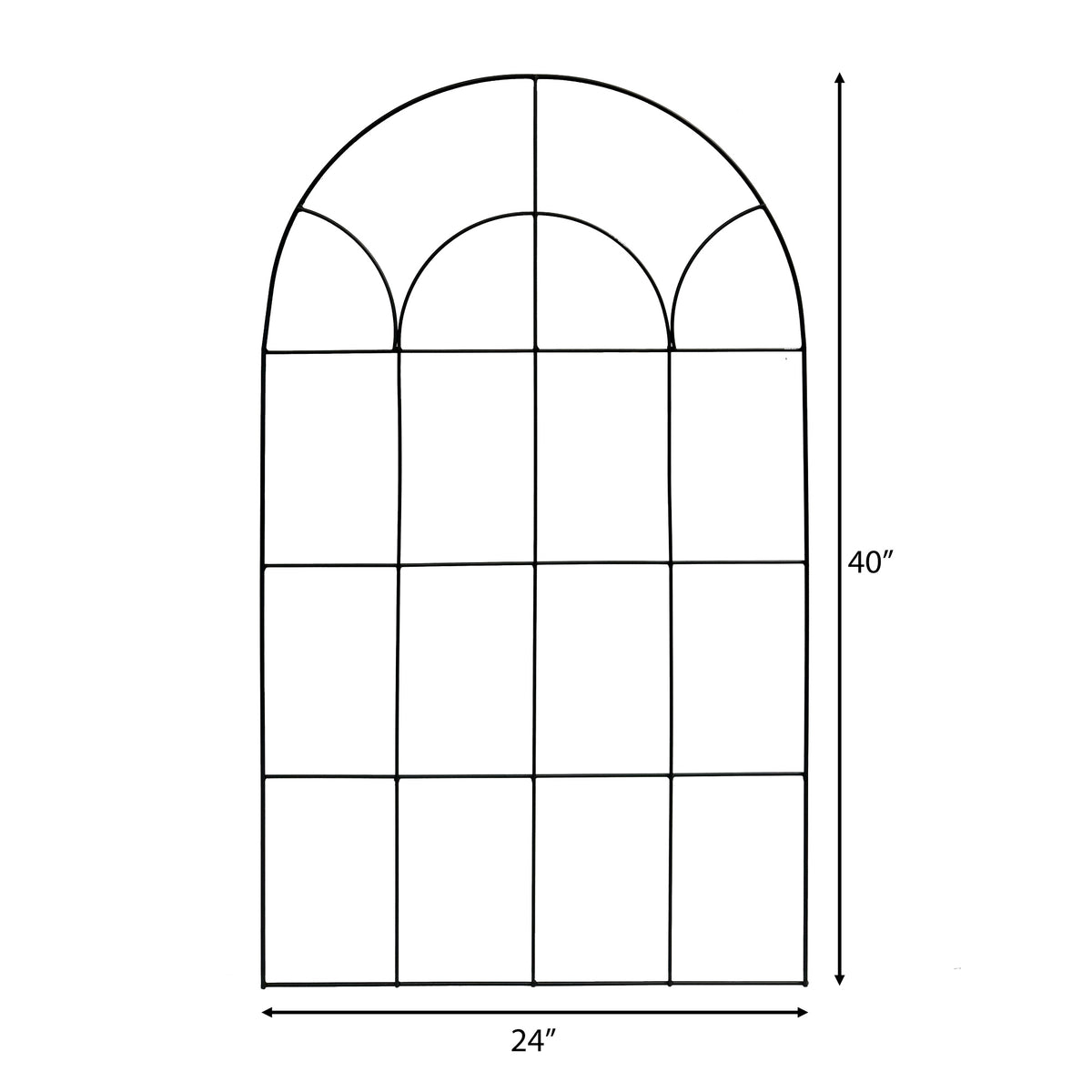 RHS Round Wall Trellis – 24" x 39" Matte Black Steel Wall-Mounted Garden Trellis for Climbing Plants