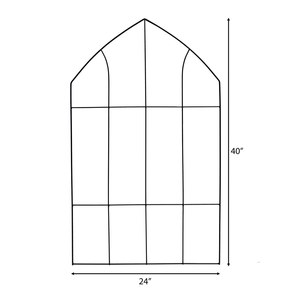 RHS Gothic Wall Trellis – 24" x 39" Matte Black Steel Wall-Mounted Garden Trellis for Climbing Plants