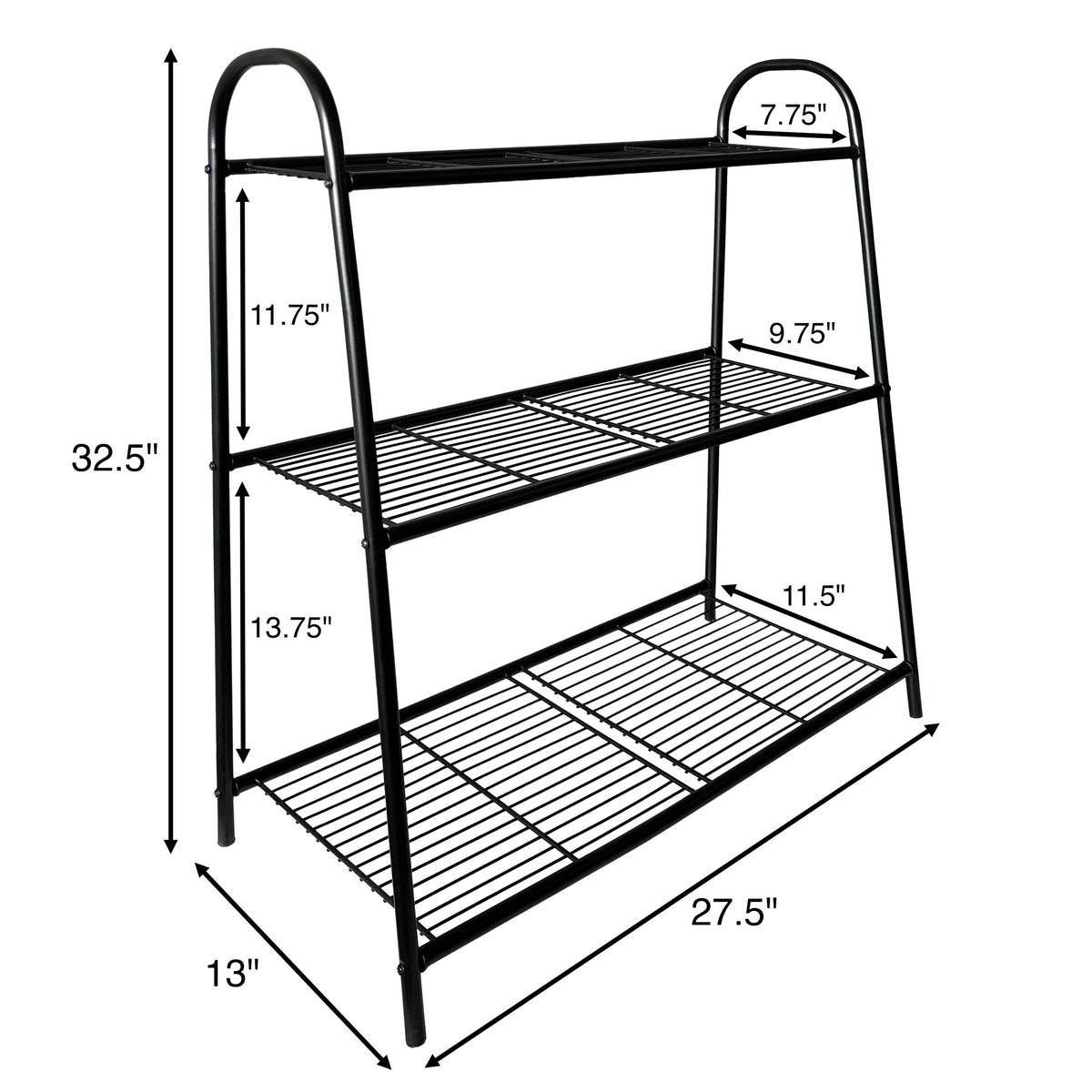 3-Tier Balcony Plant Stand – Black Powder-Coated Steel