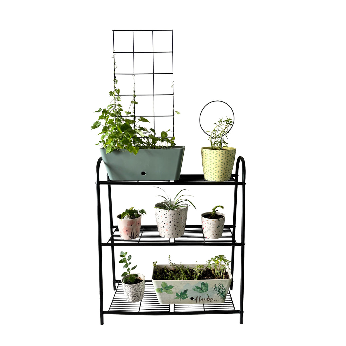 3-Tier Balcony Plant Stand – Black Powder-Coated Steel