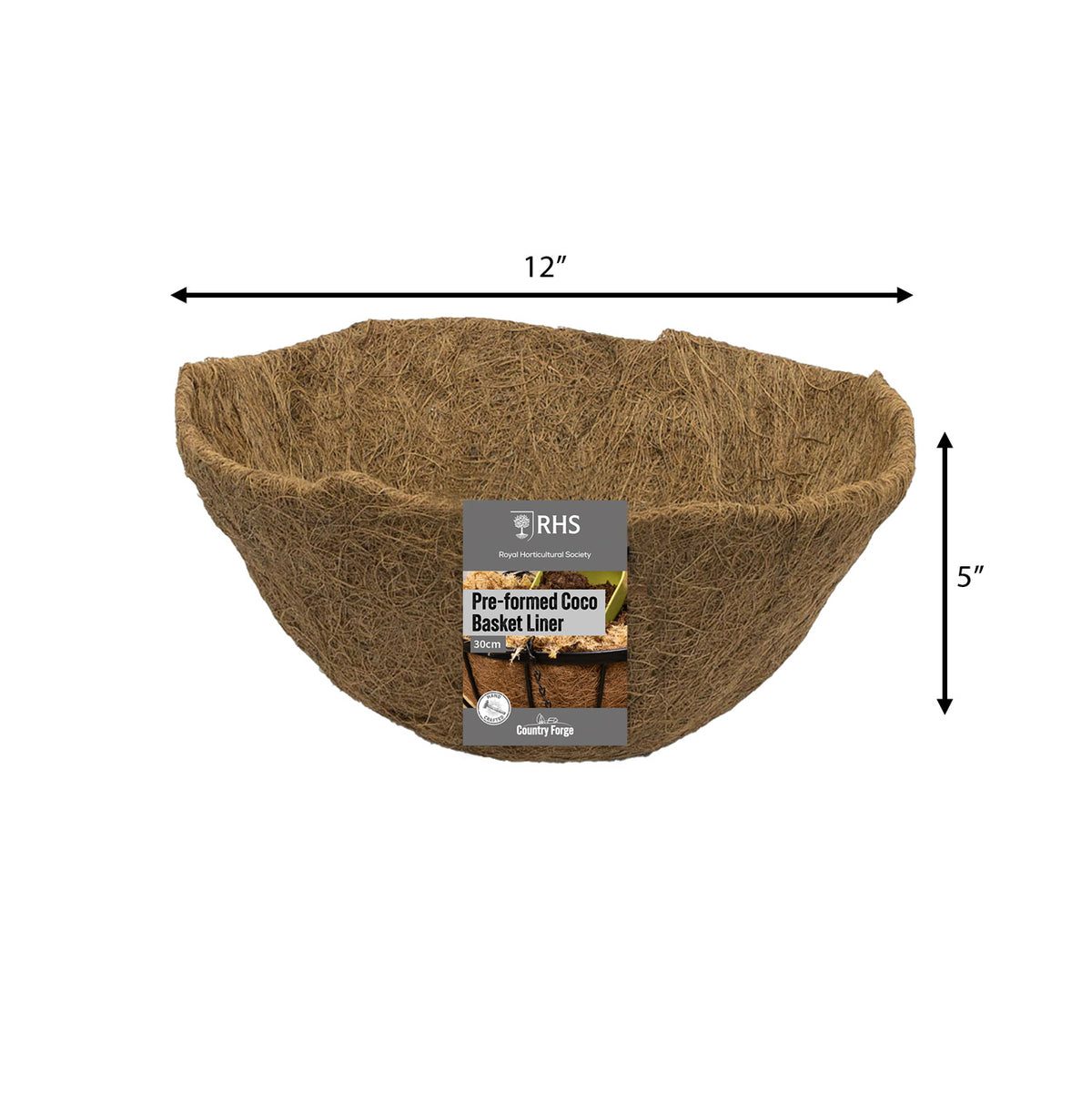 RHS 12" Preformed Natural Coco Basket Liner