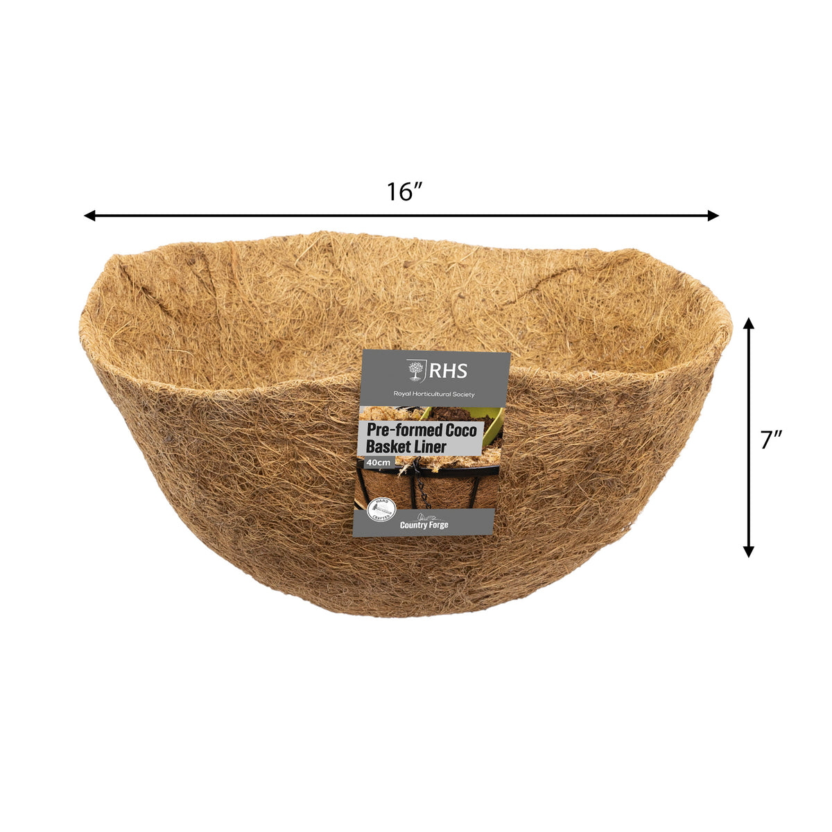 RHS Pre-Formed Coco Basket Liner – 16" Natural Coconut Fiber Replacement Hanging Basket Liner