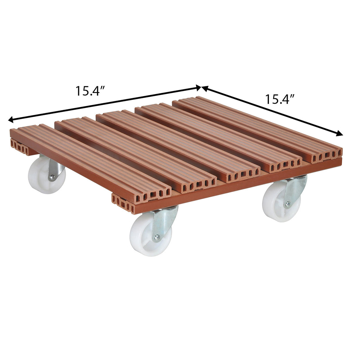 15.4" Terra Cotta Square WPC Plant Caddy, Indoor/Outdoor