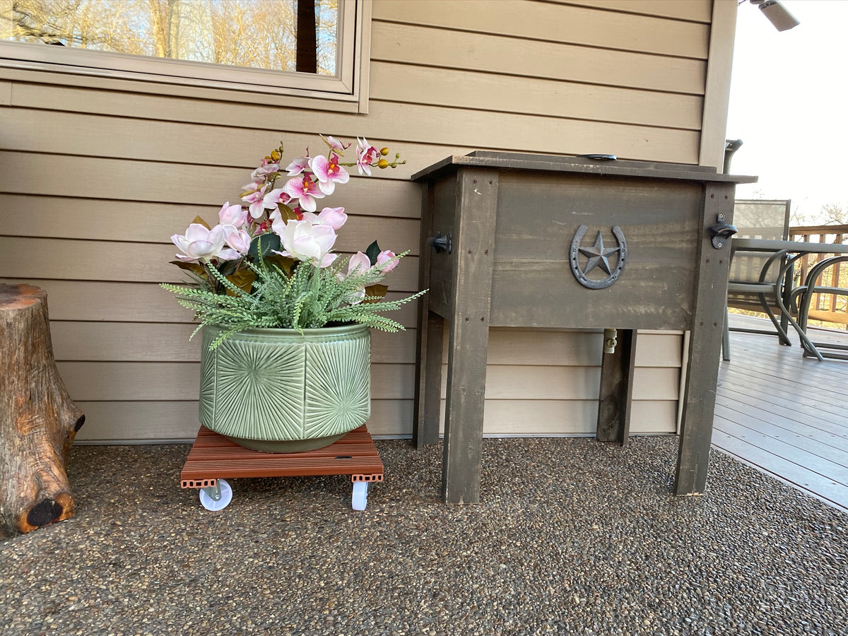 15.4" Terra Cotta Square WPC Plant Caddy, Indoor/Outdoor
